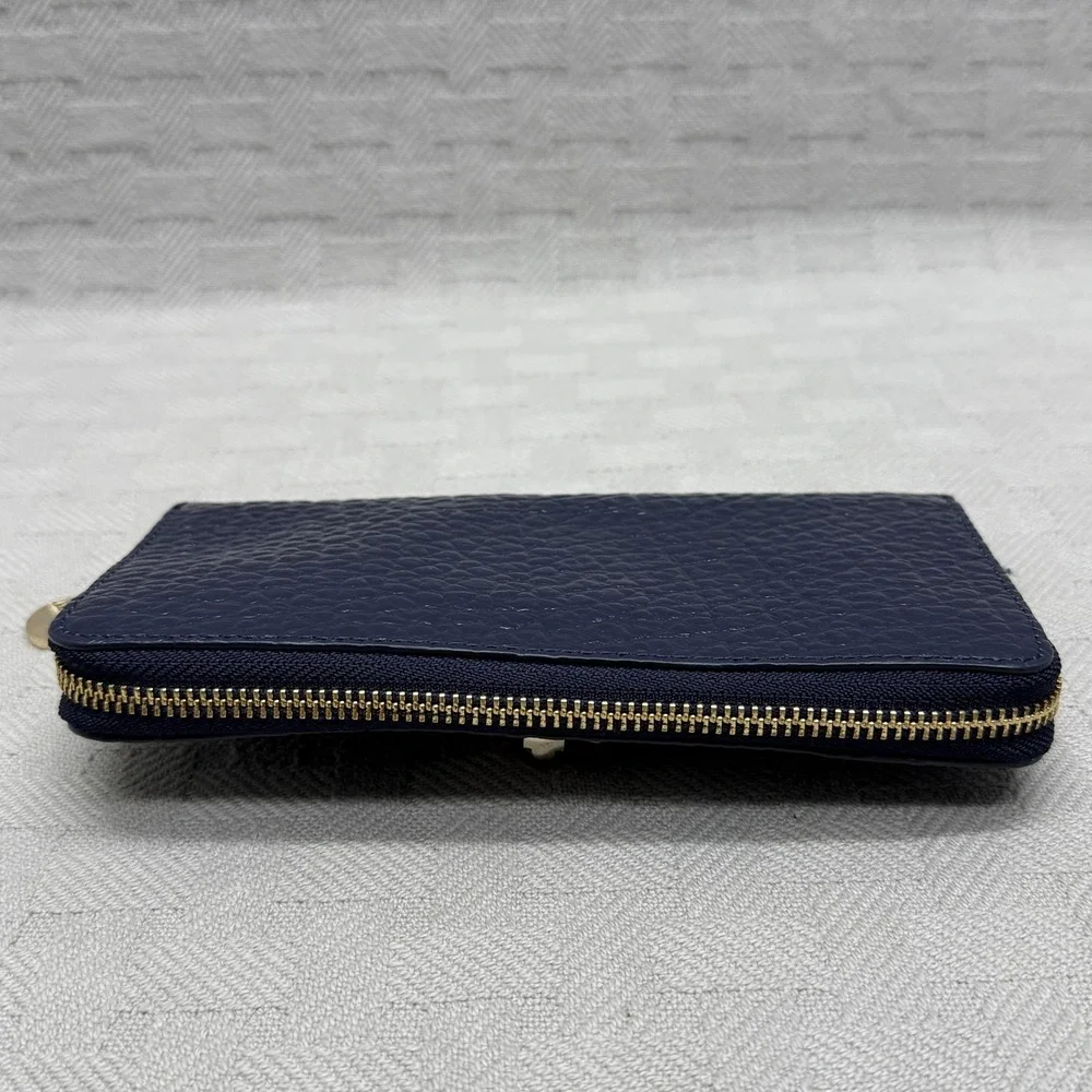 DKNY‎ Wallet Womens One Size Blue Leather Zip Around Logo Credit Card Organizer
